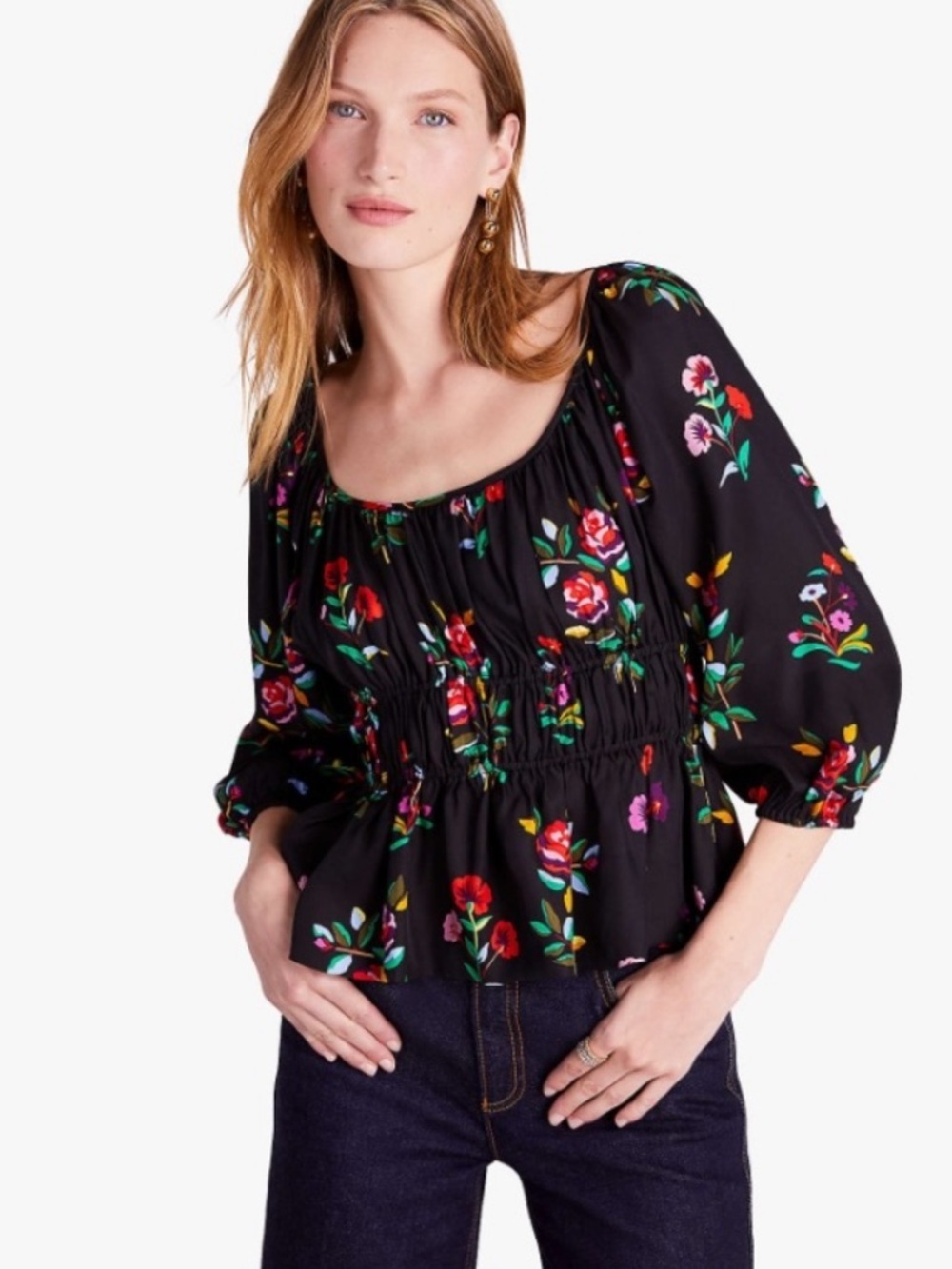 Kate Spade New York Riviera Floral Silk Top – Size Medium – New Without Tags